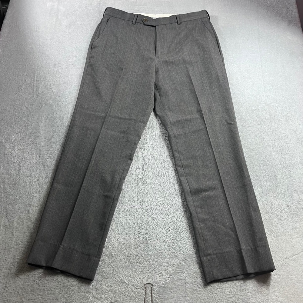 Brooks Brothers 1818 Regent Dress Pants Mens 33x32 Gray Flat Front Trousers